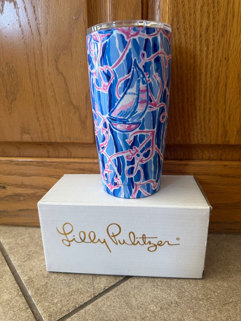Lilly Pulitzer Blue & Pink Sailboat Tumbler